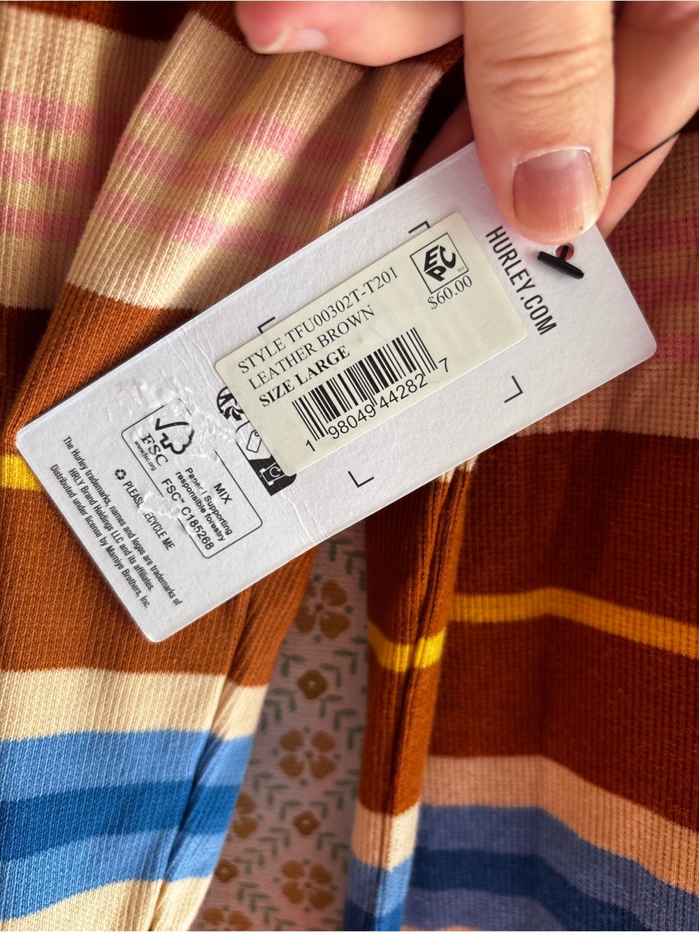 Hurley Striped Long Sleeve Maxi/Midi Dress in Brown, Pink & Blue - Picture 4 of 7